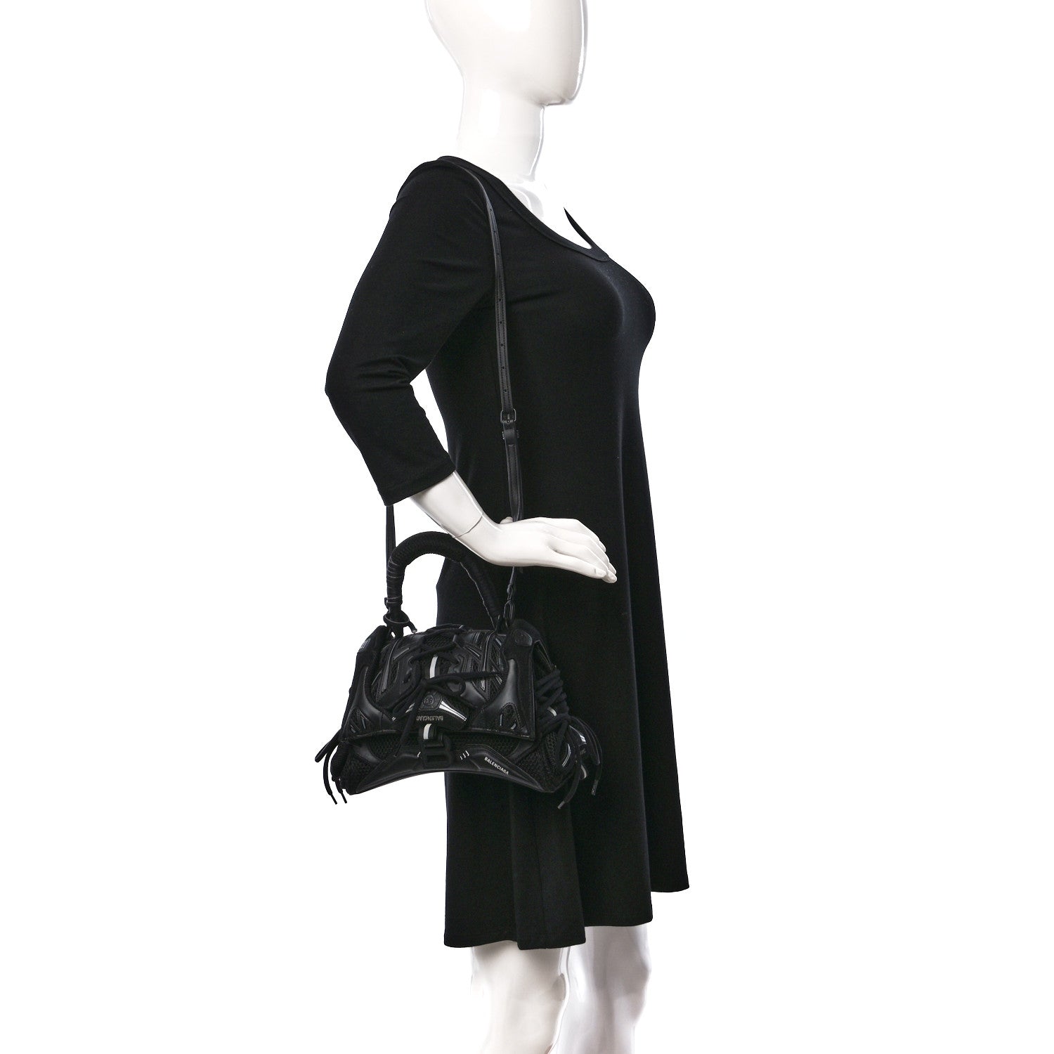 Balenciaga Faux Calfskin Fabric Small Sneakerhead Top Handle Bag Black 2 of 10