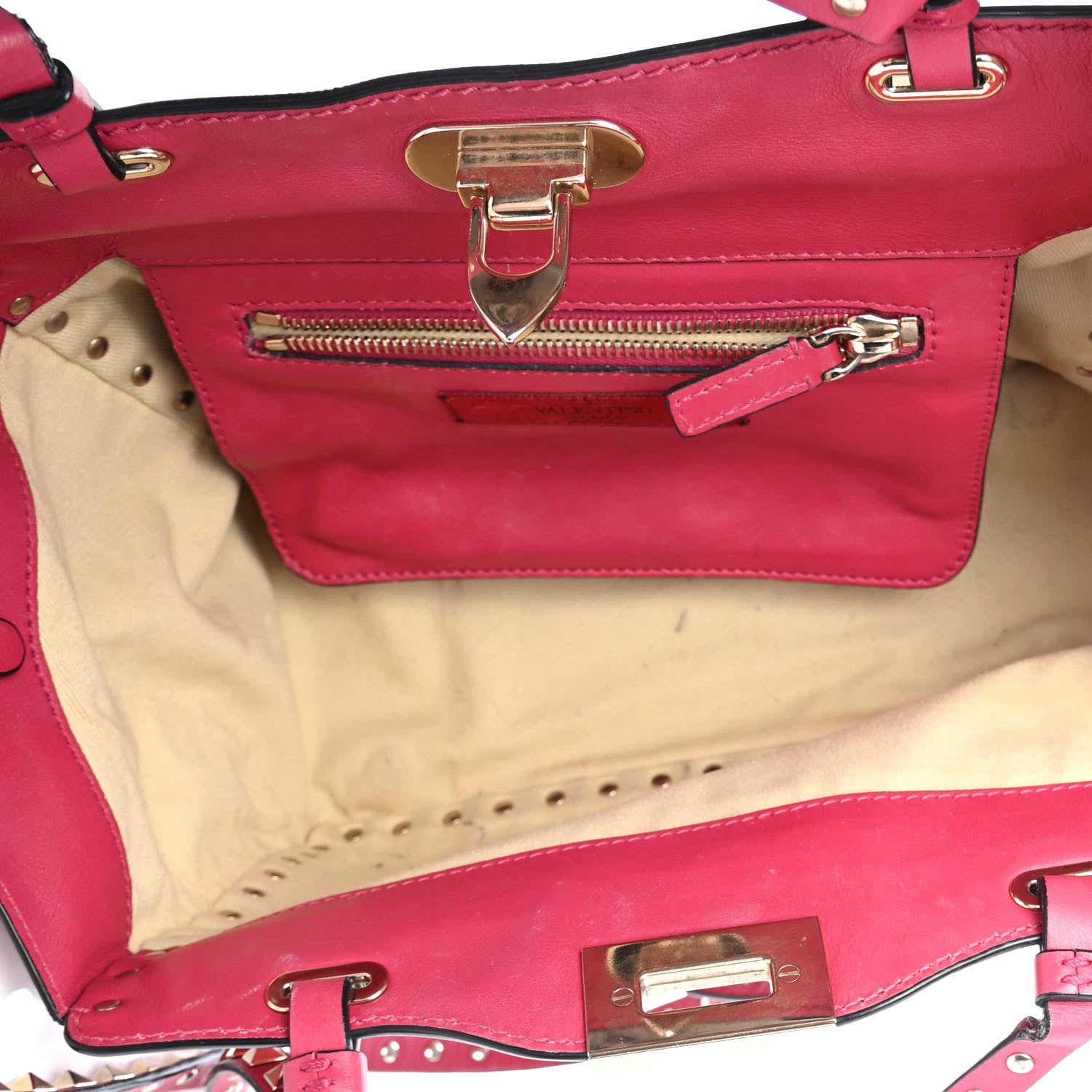 Valentino Garavani Vitello Small Rockstud Tote Cyclamin 6 of 11