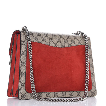 Gucci GG Supreme Monogram Suede Cudu Medium Dionysus Shoulder Bag Beige Ebony Vulcanic Red 3 of 9