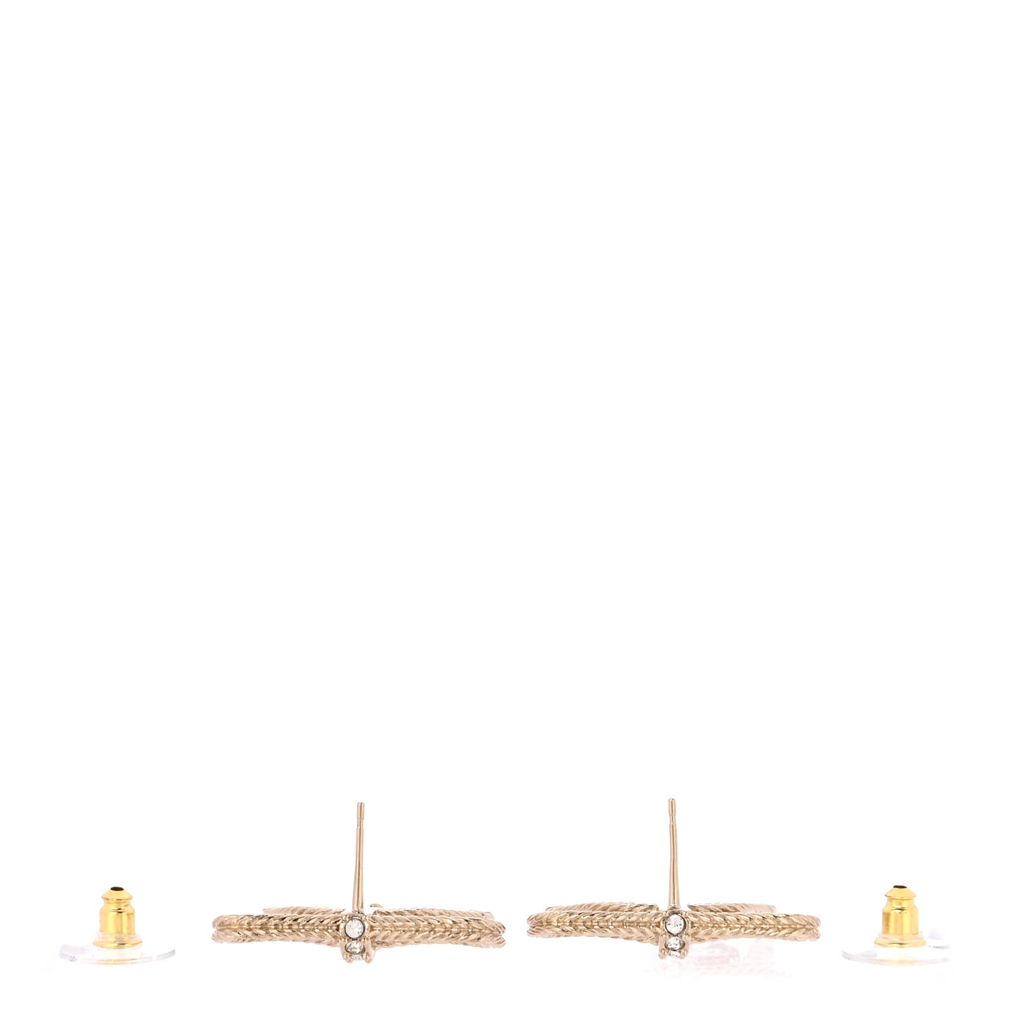 Crystal CC Bow Drop Earrings Gold