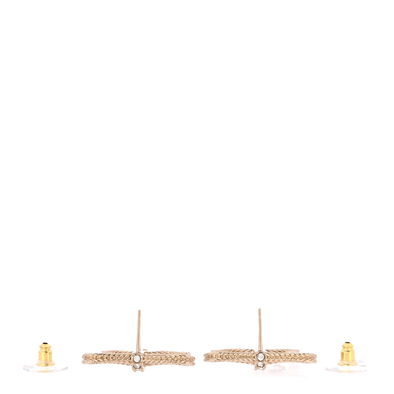 Chanel Crystal CC Bow Drop Earrings Gold 3 of 5