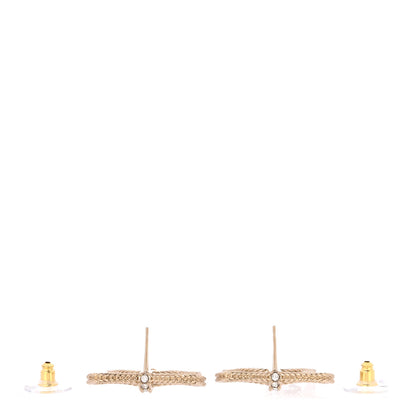 Chanel Crystal CC Bow Drop Earrings Gold 3 of 5