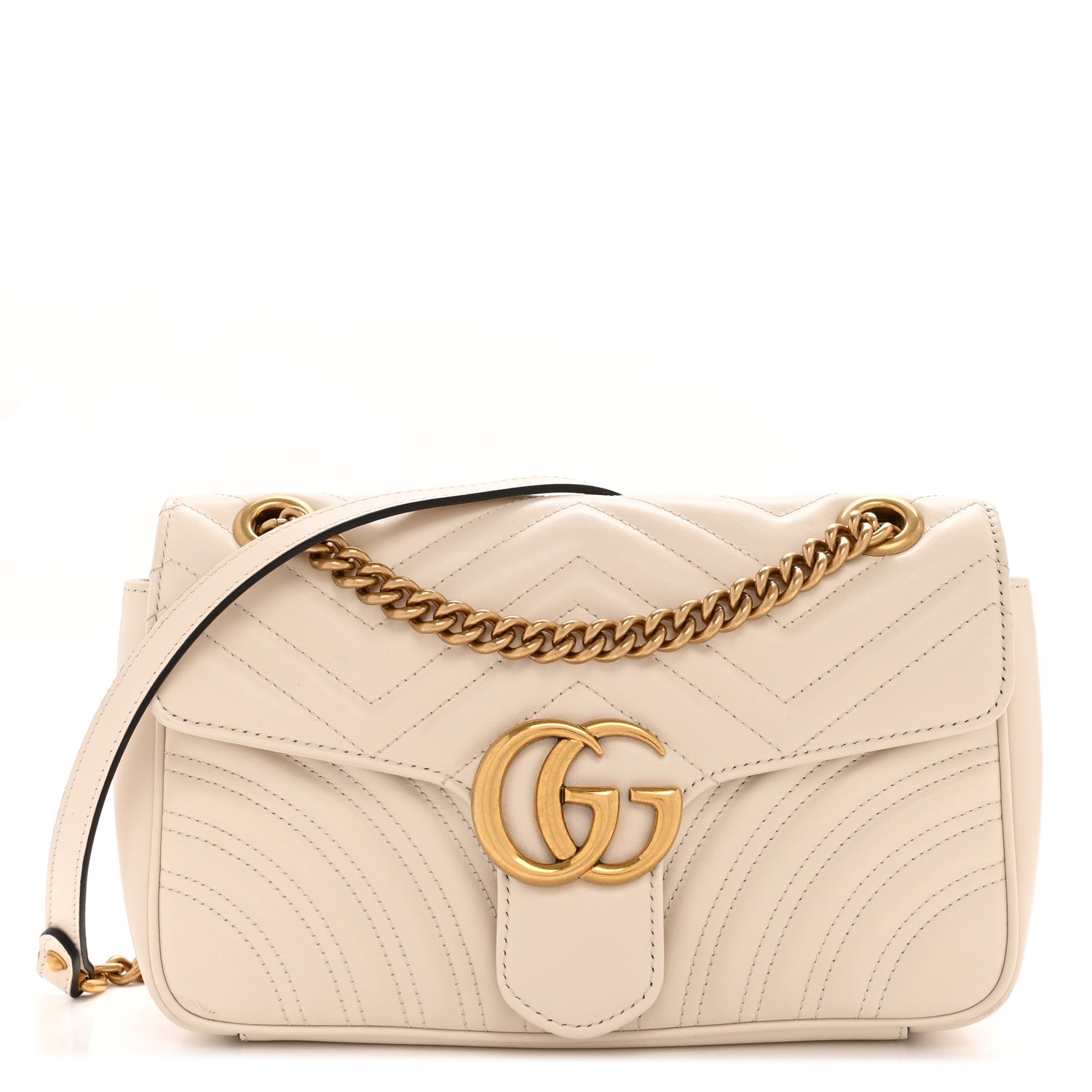 Gucci Calfskin Matelasse Small GG Marmont Shoulder Bag White 1 of 14