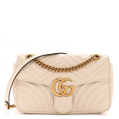 Gucci Calfskin Matelasse Small GG Marmont Shoulder Bag White 1 of 14