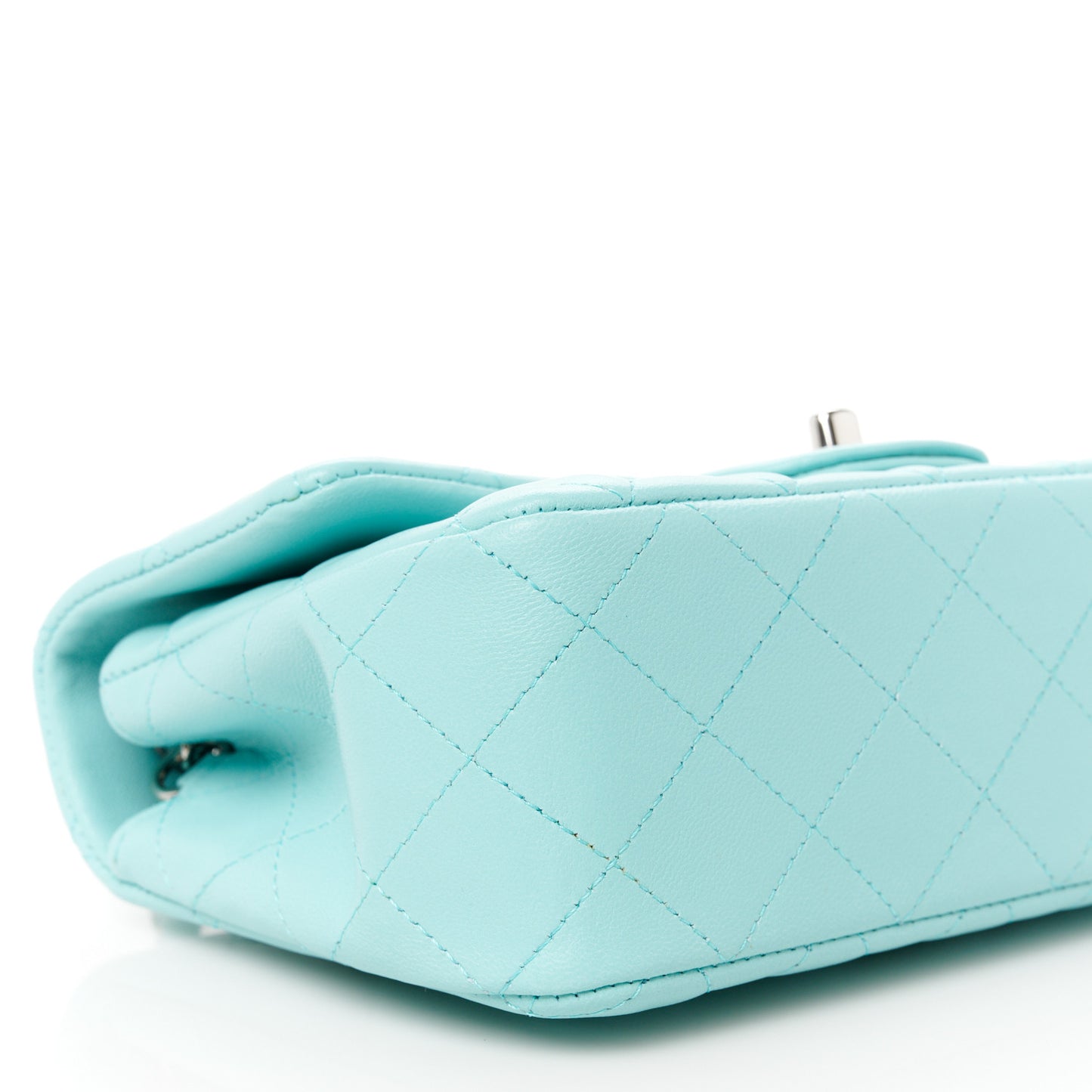 Lambskin Quilted Mini Rectangular Flap Light Blue