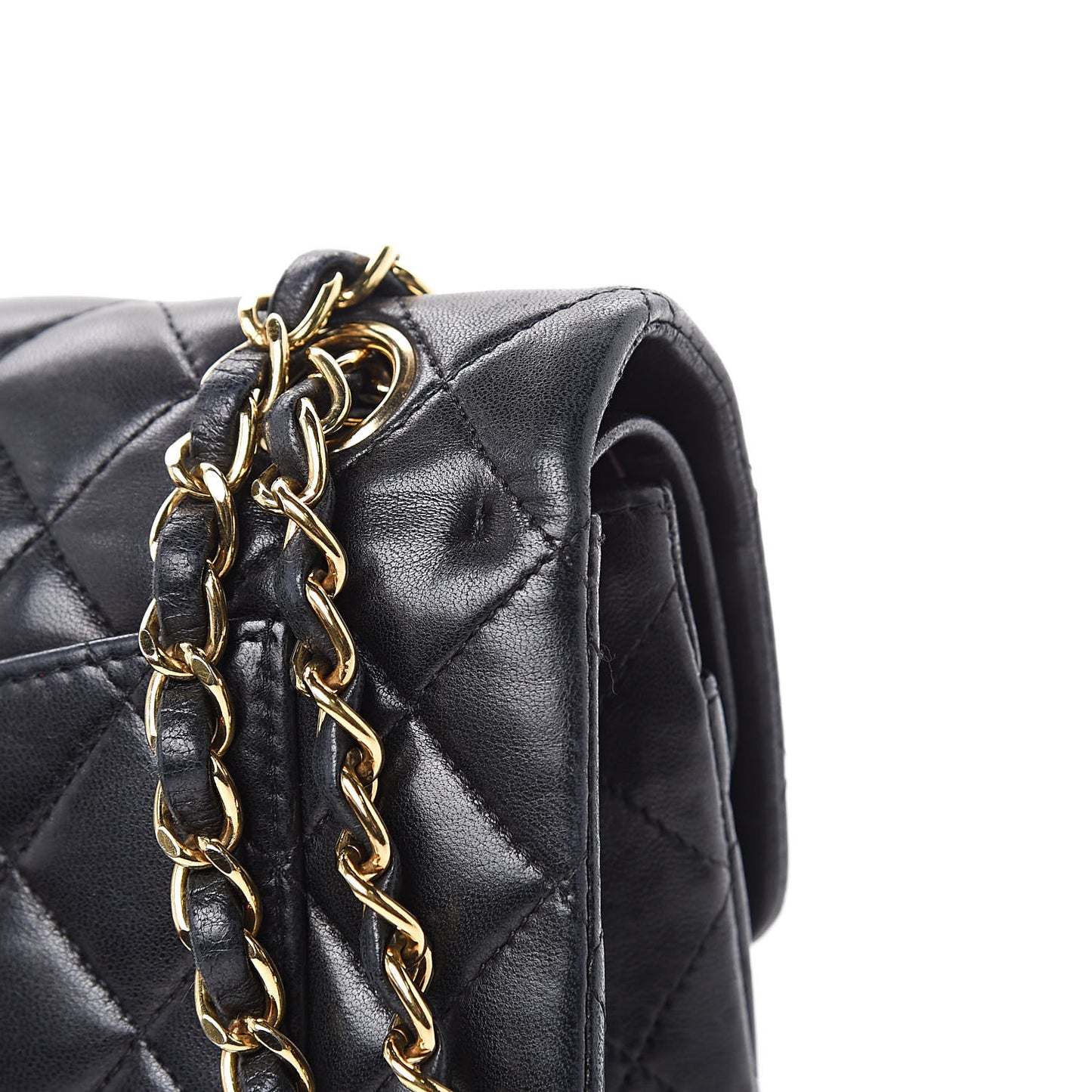 Lambskin Quilted Small Double Flap Black