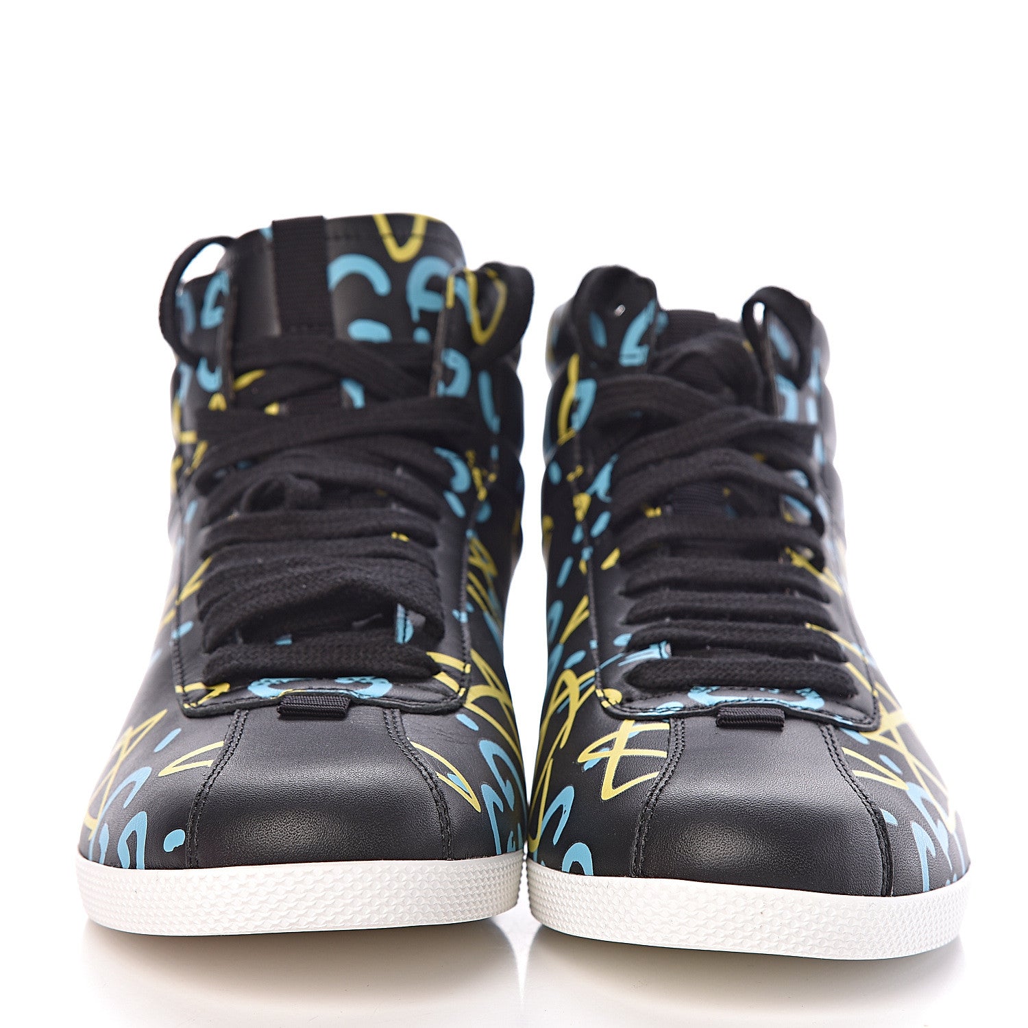 Gucci Calfskin GucciGhost Print Womens High Top Sneakers 37 Black New Acquamarine 2 of 9