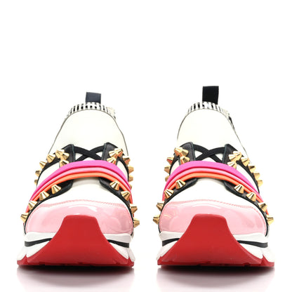 Christian Louboutin Satin Metallic Calfskin Glitter Specchio Studded 123 Run Flat Sneakers 36 Multicolor 2 of 9