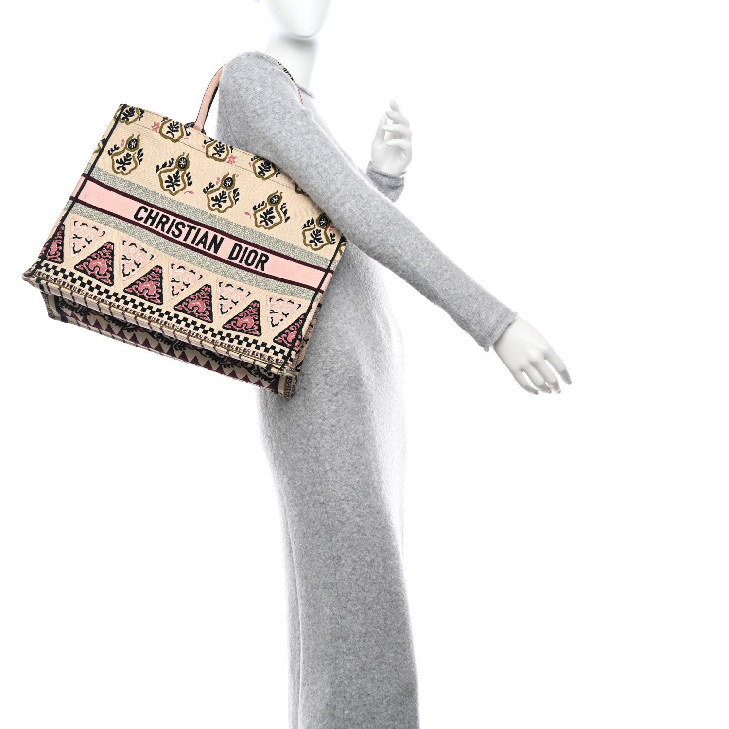 Christian Dior Canvas Embroidered Geometric Book Tote Multicolor 2 of 12