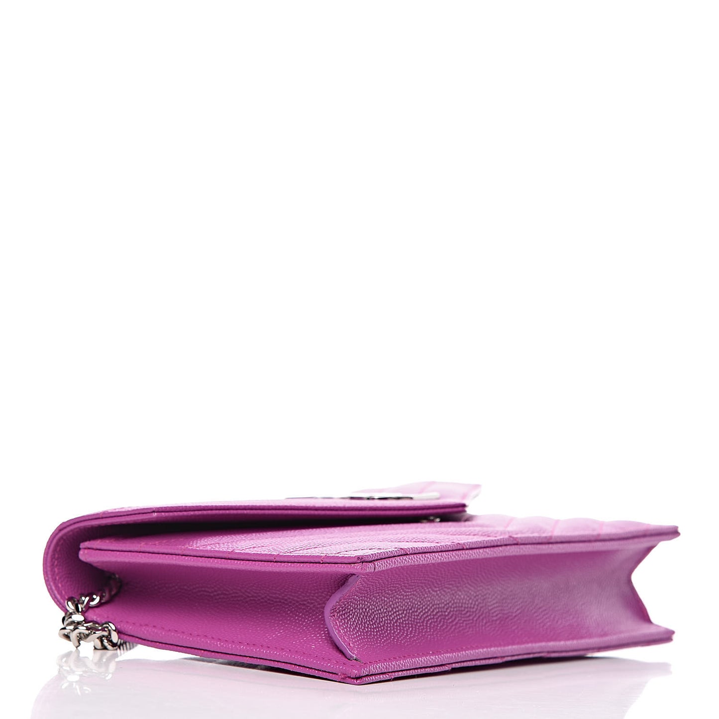 Grain De Poudre Matelasse Chevron Monogram Envelope Chain Wallet Purple