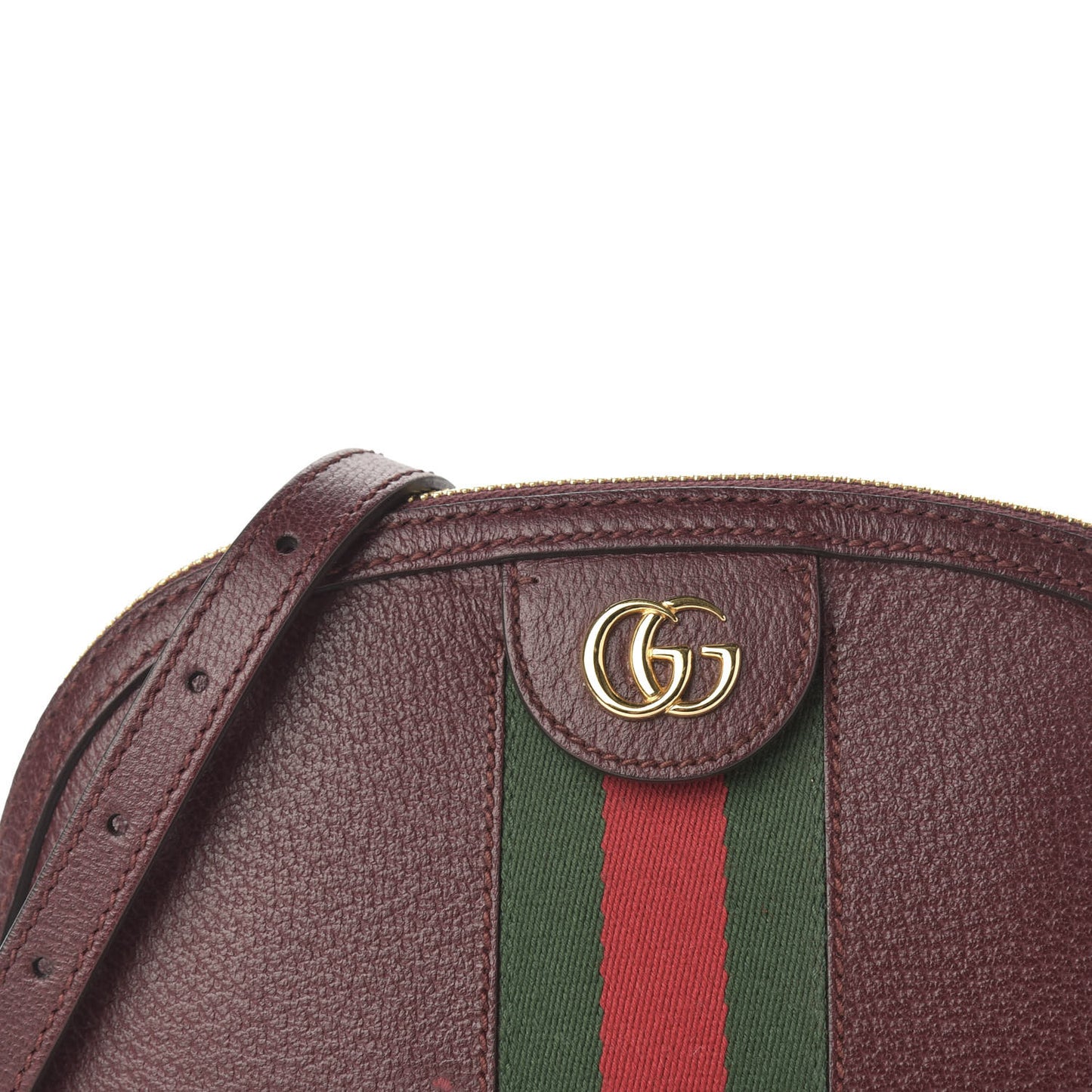 Textured Calfskin Web Small Ophidia Dome Shoulder Bag Vintage Bordeaux