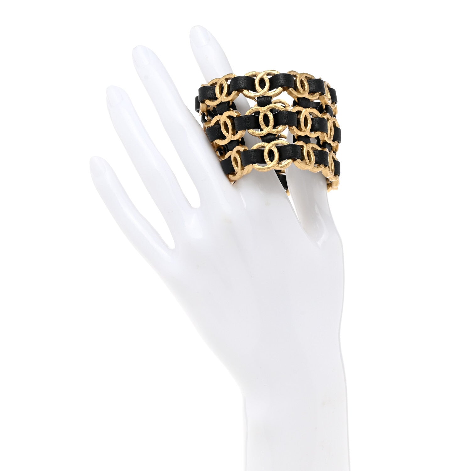 Chanel Lambskin CC Chain Bracelet Black Gold 2 of 5