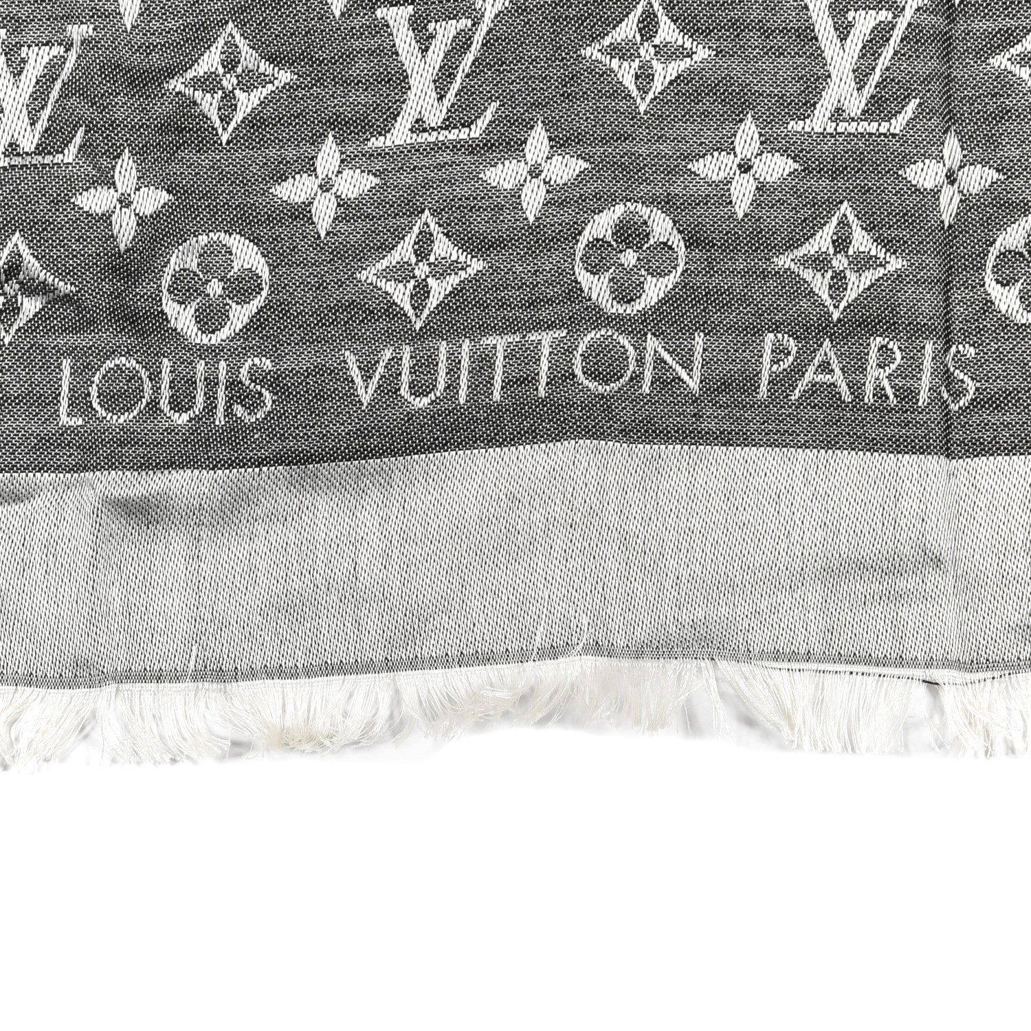 Louis Vuitton Silk Wool Monogram Denim Shawl Black 2 of 3