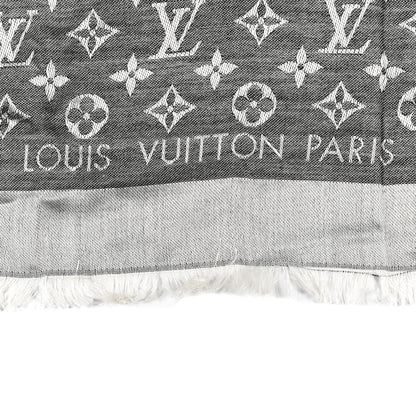 Louis Vuitton Silk Wool Monogram Denim Shawl Black 2 of 3