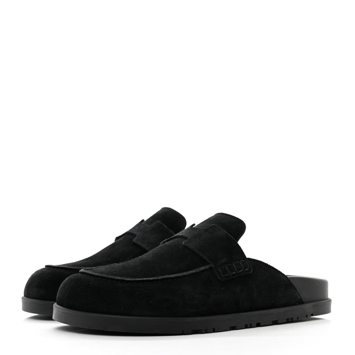 Hermes Suede Calfskin Go Mules 40.5 Black 3 of 8