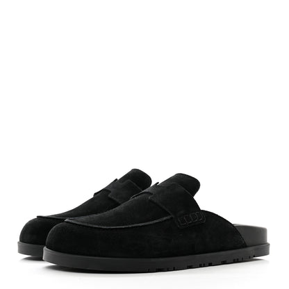 Hermes Suede Calfskin Go Mules 40.5 Black 3 of 8