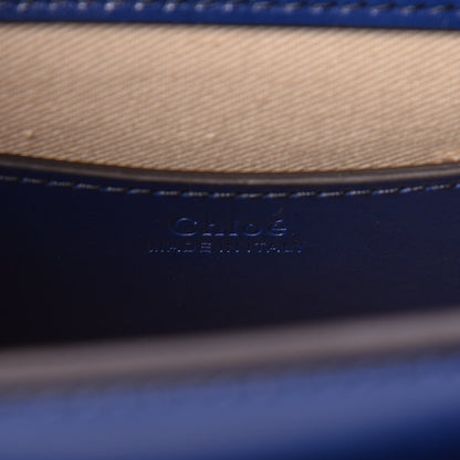 Chloe Shiny Calfskin Crocodile Embossed Small Tess Bag Blue Brown 8 of 9