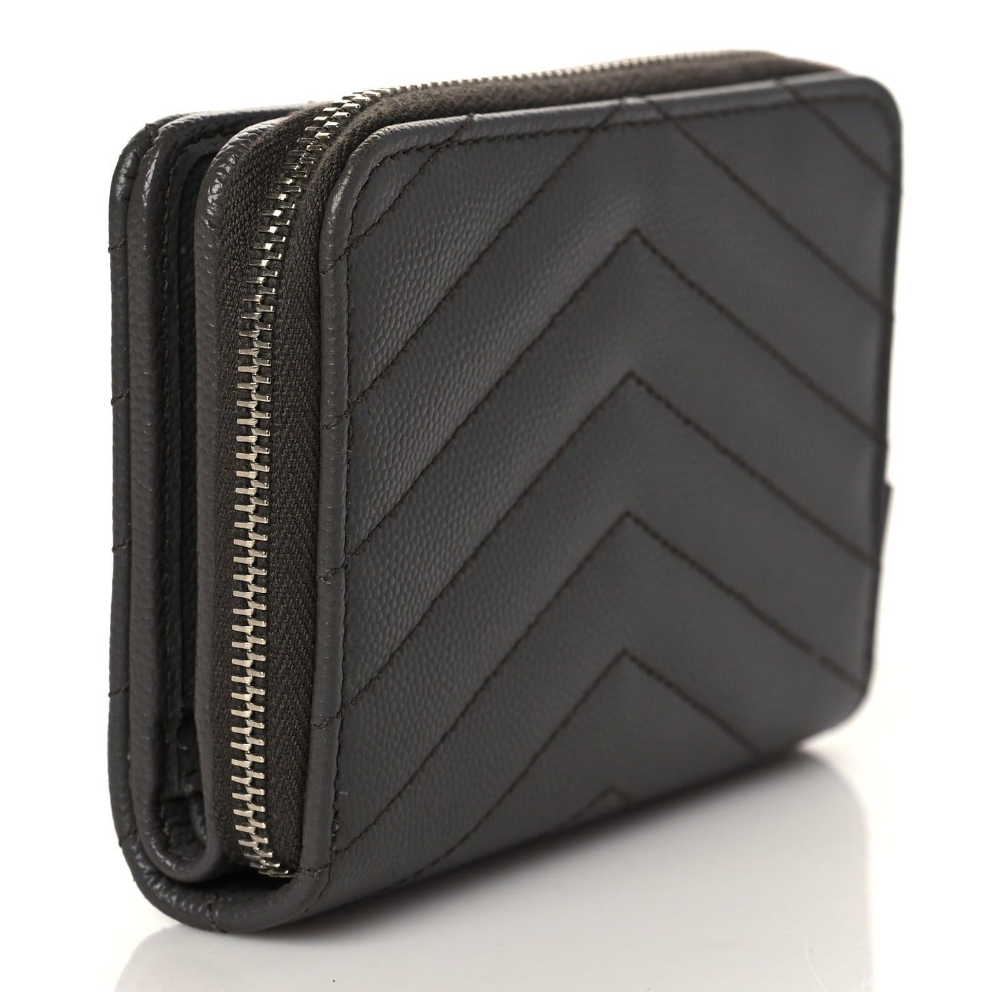 Grain De Poudre Matelasse Chevron Monogram Compact Zip Around Wallet Earth