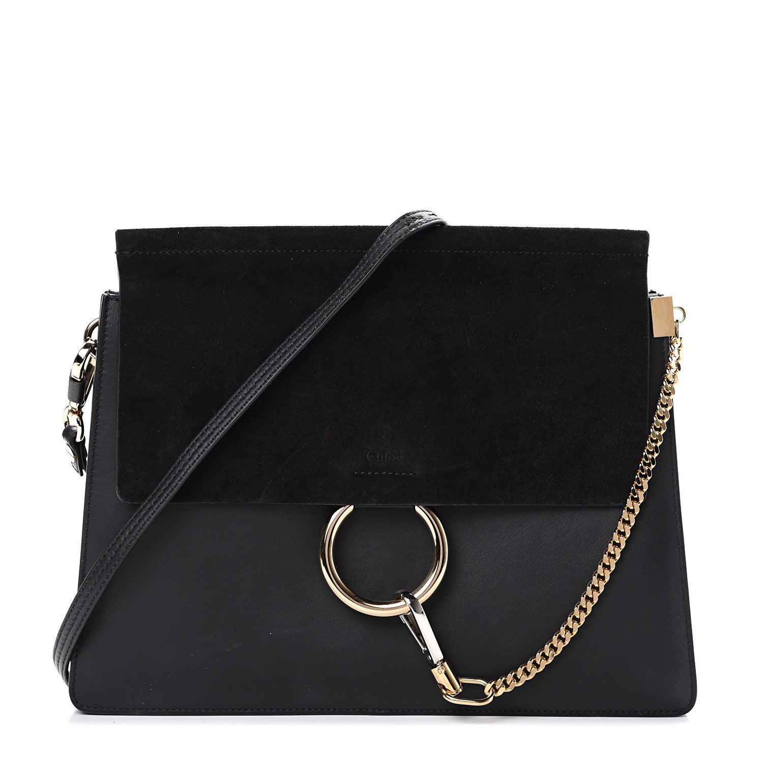 Chloe Suede Calfskin Medium Faye Shoulder Bag Black 1 of 14