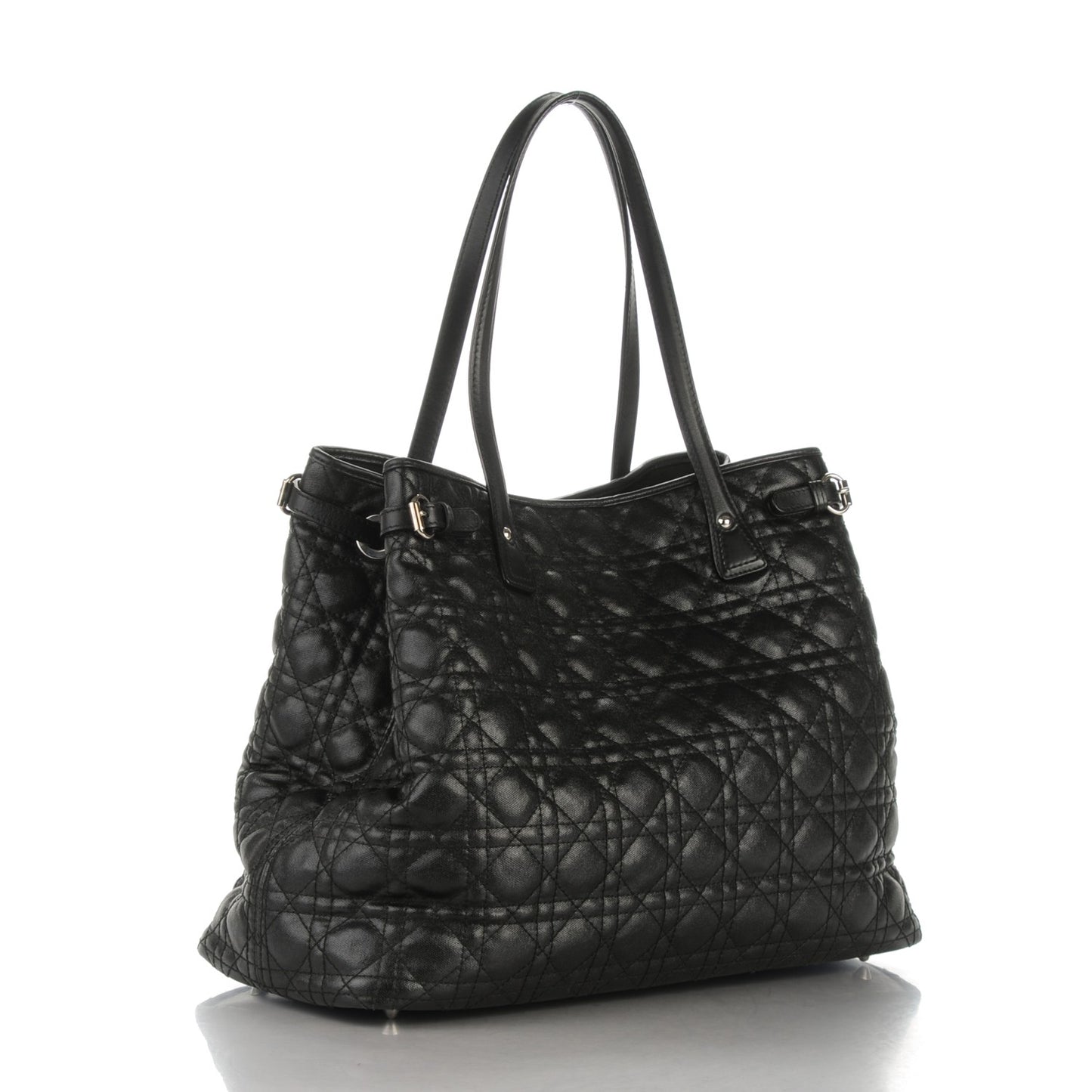 Coated Canvas Cannage Medium Panarea Tote Black