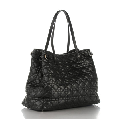 Christian Dior Coated Canvas Cannage Medium Panarea Tote Black 3 of 8