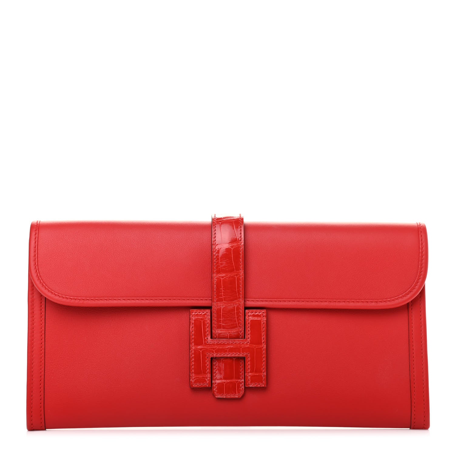 Hermes Swift Matte Alligator Jige Elan Touch 29 Clutch Rouge De Coeur 1 of 10