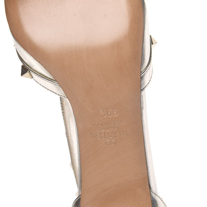 Valentino Garavani Metallic Nappa Rockstud Cross Strap D'Orsay 55mm Pumps 39.5 Platino 6 of 8