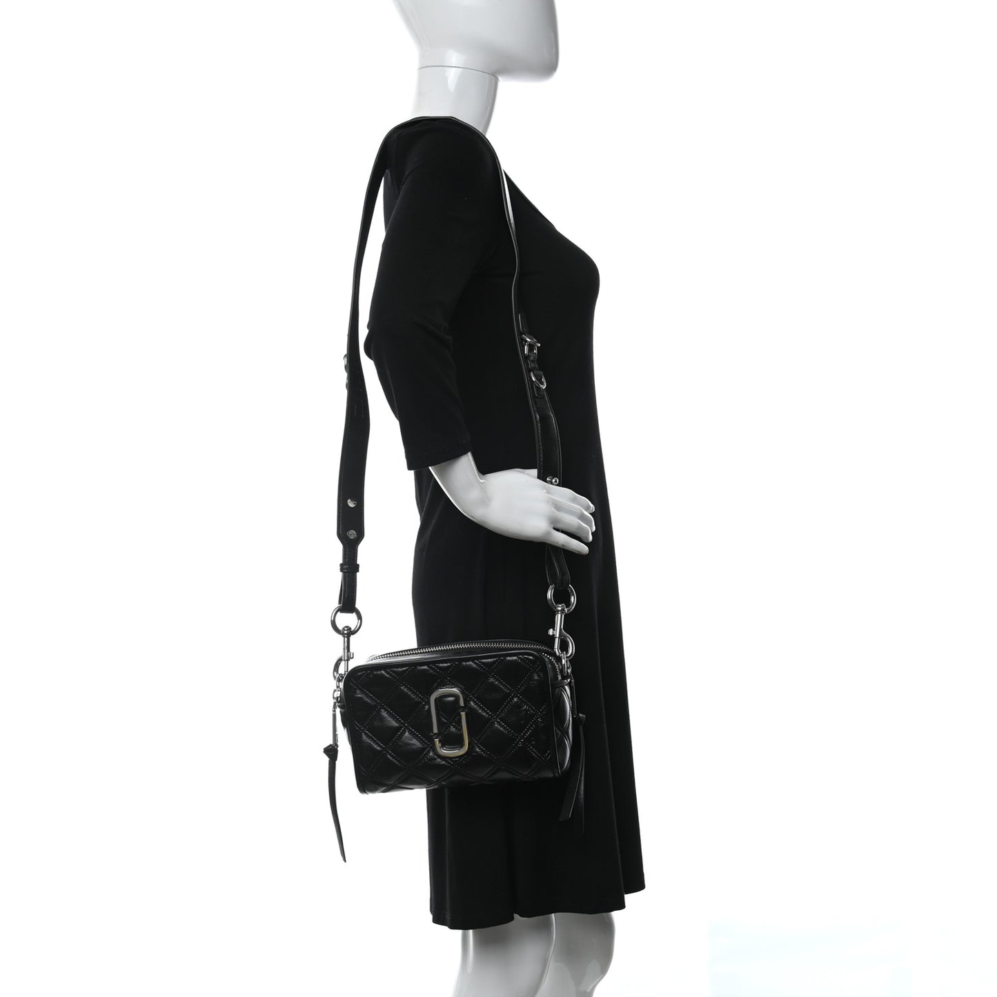 Natural Grain Calfskin Quilted The Softshot 21 Bag Black