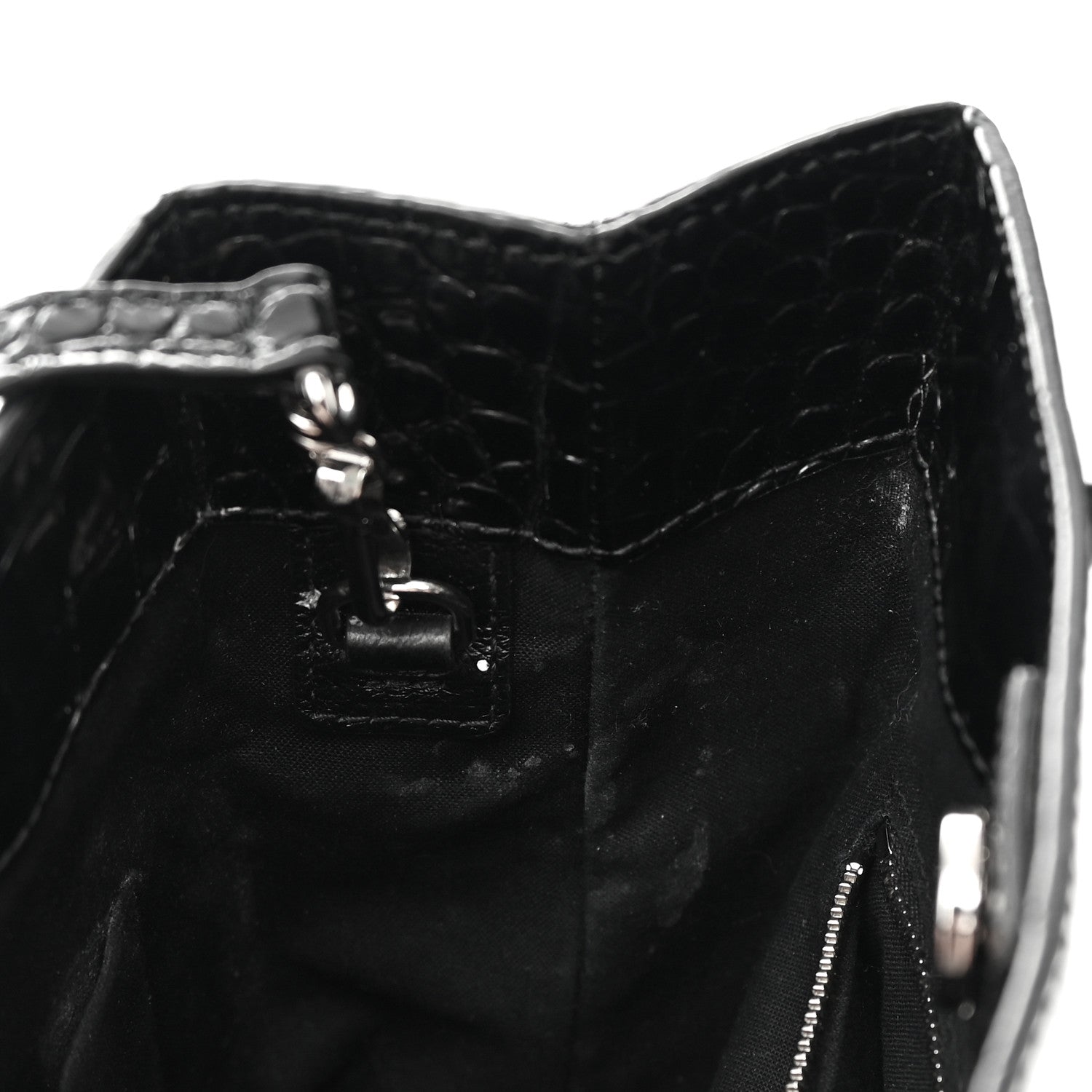 Balenciaga Shiny Calfskin Logo Crocodile Embossed North South Shopper Tote XXS Black White 12 of 15