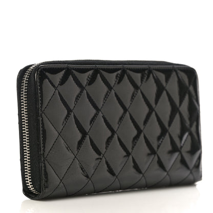 Chanel Striated Patent Zip Around Wallet Black 3 of 13