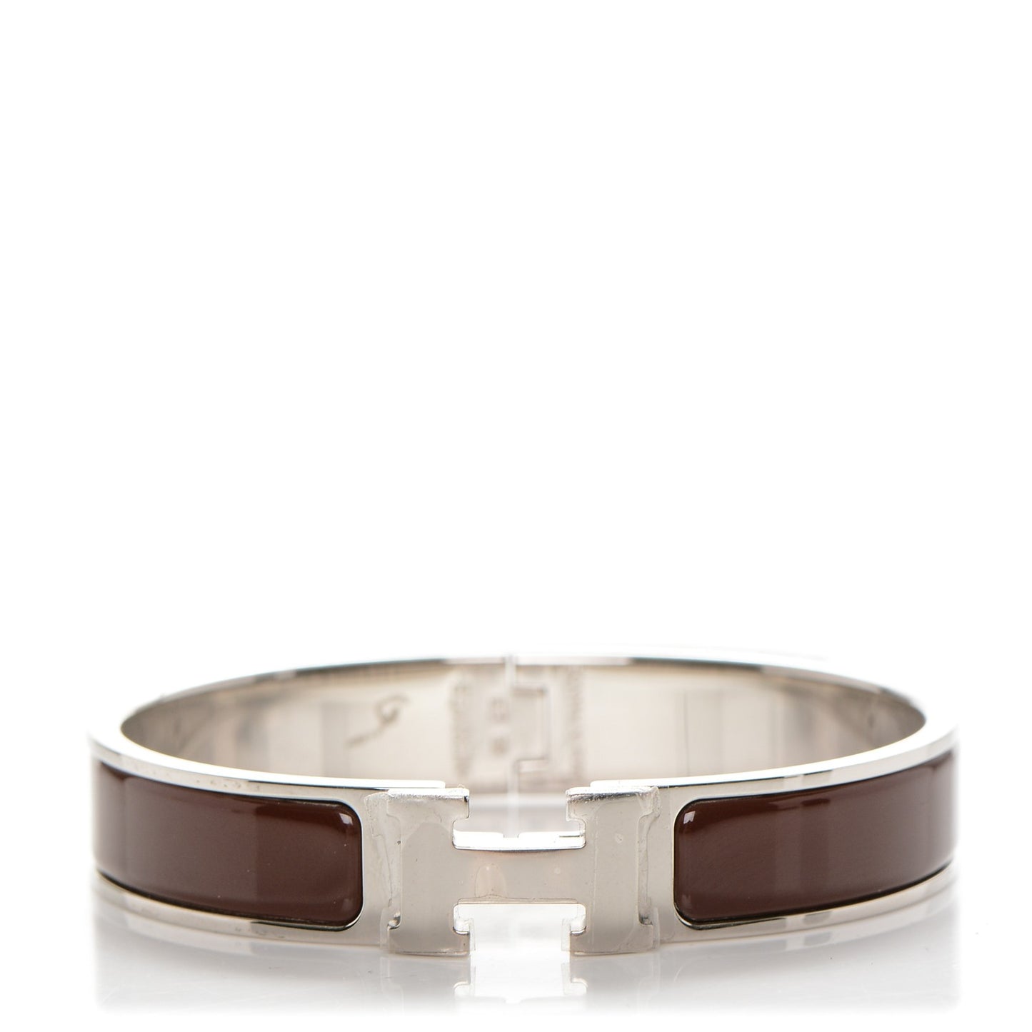 Enamel Narrow Clic Clac H Bracelet GM Cacao