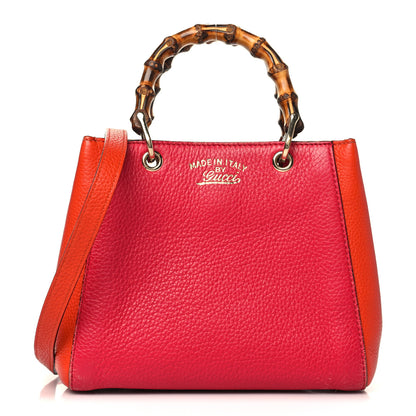 Gucci Calfskin Mini Bamboo Shopper Tote Fuchsia Orange 1 of 12
