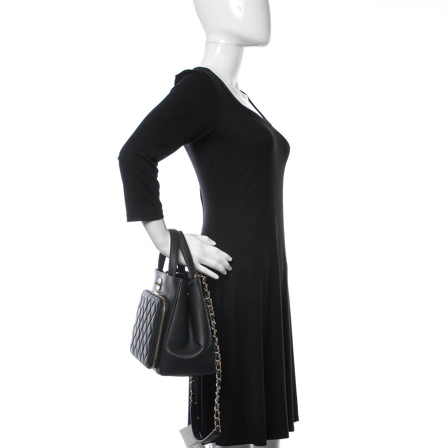Caviar Quilted Small Business Affinity Shopping Bag Black