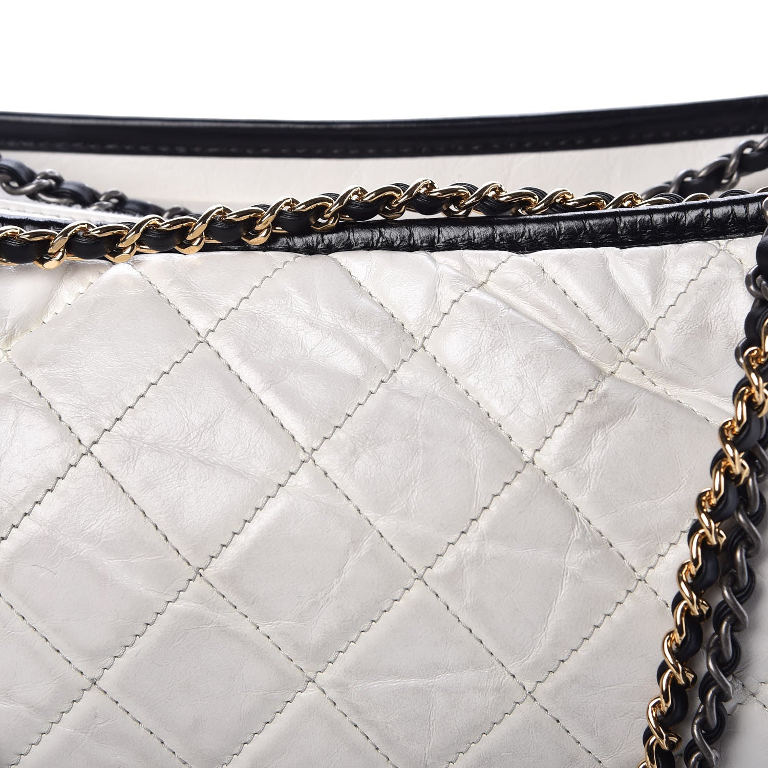 Chanel Aged Calfskin Quilted Medium Gabrielle Hobo Black White 10 of 12