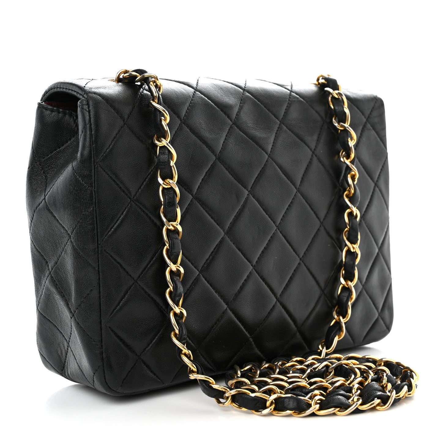 Lambskin Quilted Small Single Flap Bag Black
