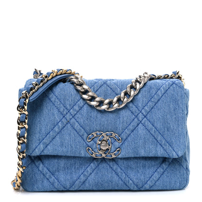 Chanel Denim Quilted Medium Chanel 19 Flap Blue 1 of 10
