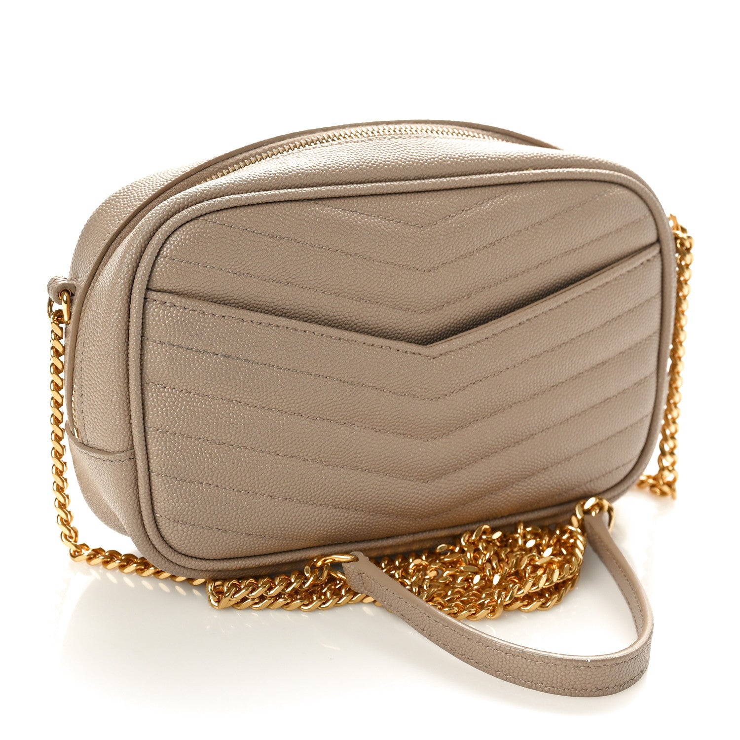 Saint Laurent Grain De Poudre Matelasse Monogram Mini Lou Camera Bag Dark Beige 3 of 10