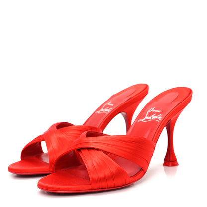 Christian Louboutin Crepe Satin Nicol Is Back 85 Slide Sandals 38 Venus 4 of 8