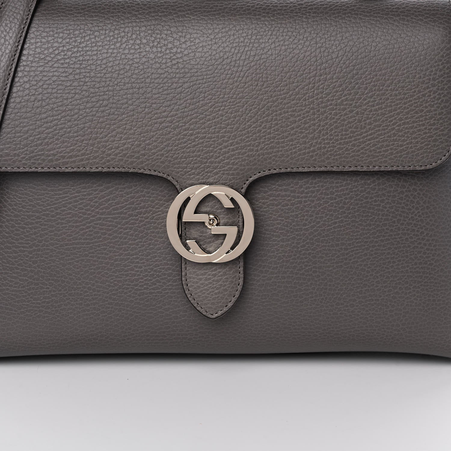 Gucci Dollar Calfskin Medium Interlocking G Top Handle Shoulder Bag Loess 9 of 11
