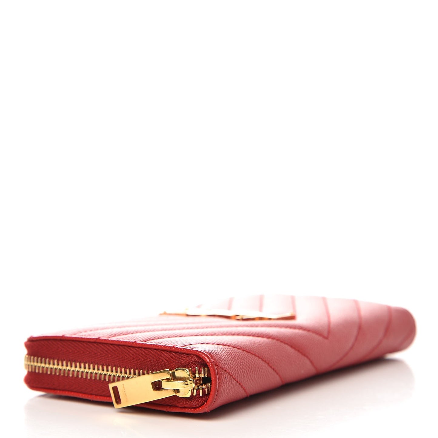 Grain De Poudre Matelasse Chevron Monogram Zip Around Wallet Red