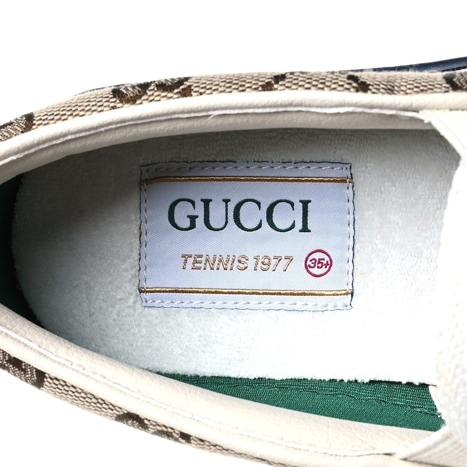 Gucci GG Monogram Womens 1977 Tennis Slip On 30mm Sneakers 35.5 Beige Ebony Mystic White 8 of 8