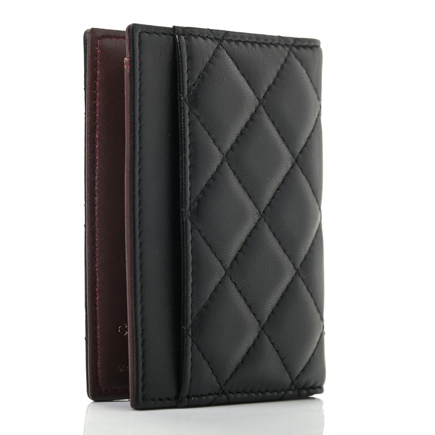Lambskin Quilted Card Holder Wallet Black