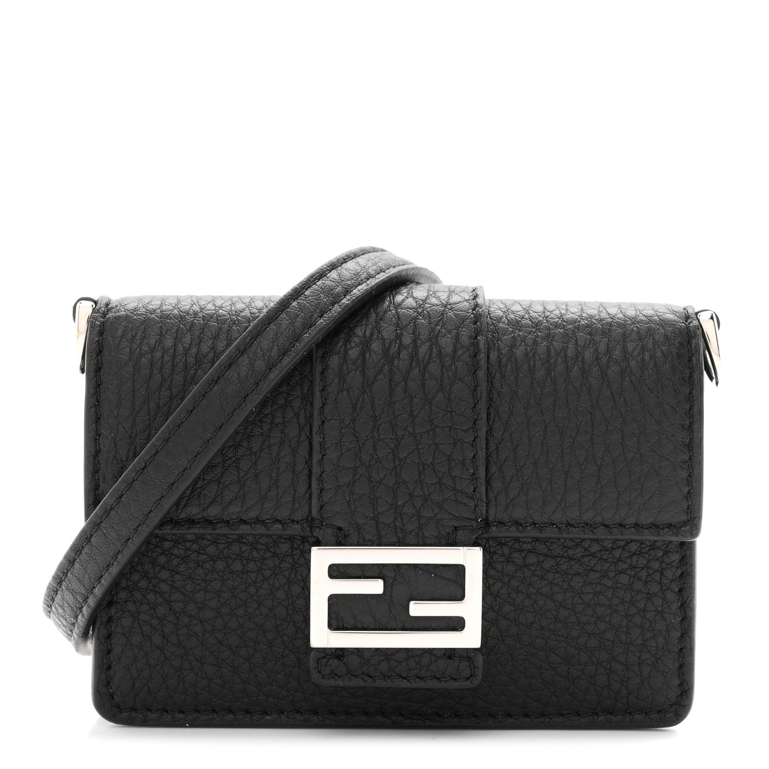 Fendi Cuoio Romano Micro Flat Baguette Black 1 of 9