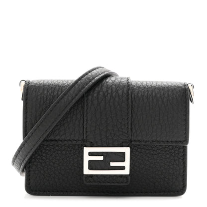 Fendi Cuoio Romano Micro Flat Baguette Black 1 of 9