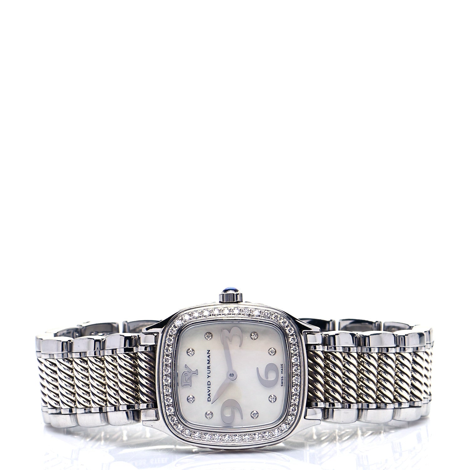 David Yurman Stainless Steel Diamond Bezel Mother of Pearl 25mm Thoroughbred Quartz Watch 2 of 6