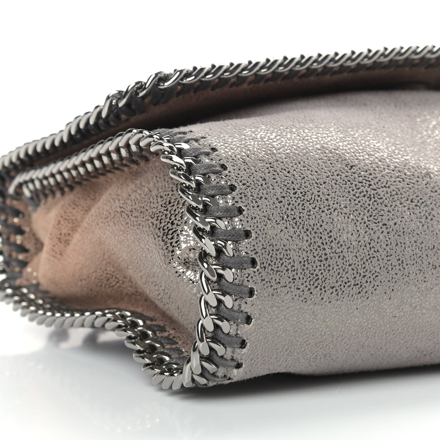 Stella McCartney Metallic Shaggy Deer Falabella Messenger Grey Taupe 7 of 10