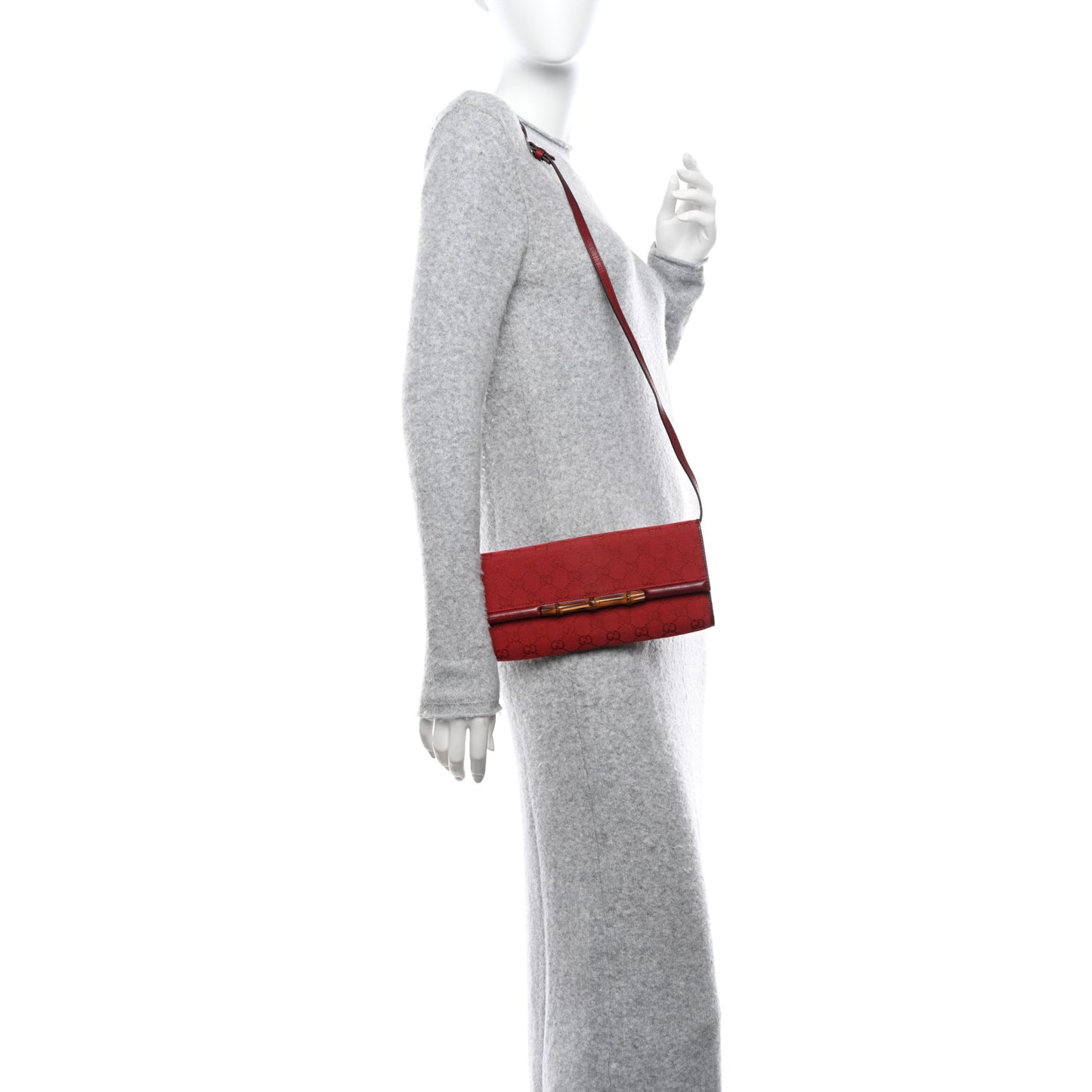 Monogram Bamboo Bar Clutch Red