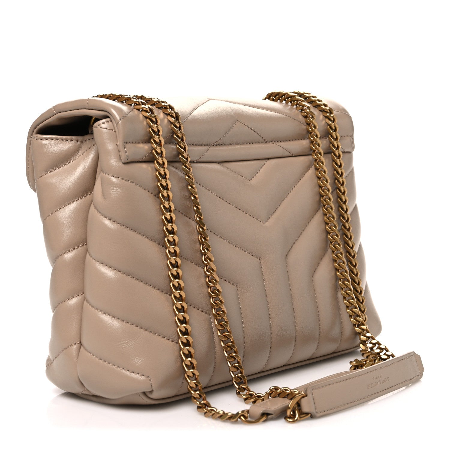 Saint Laurent Calfskin Y Quilted Monogram Small Loulou Chain Satchel Dark Beige 3 of 10