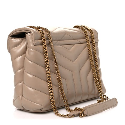 Saint Laurent Calfskin Y Quilted Monogram Small Loulou Chain Satchel Dark Beige 3 of 10