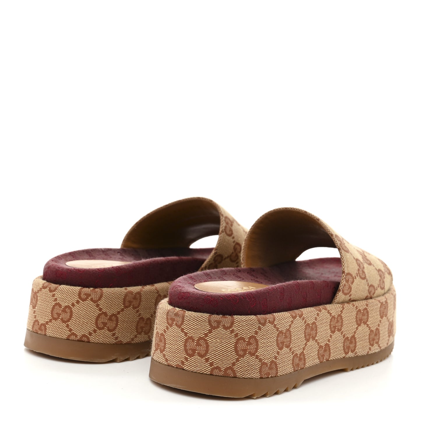 Canvas GG Monogram Angelina Platform Slide Sandals 36.5 Beige Ruggine